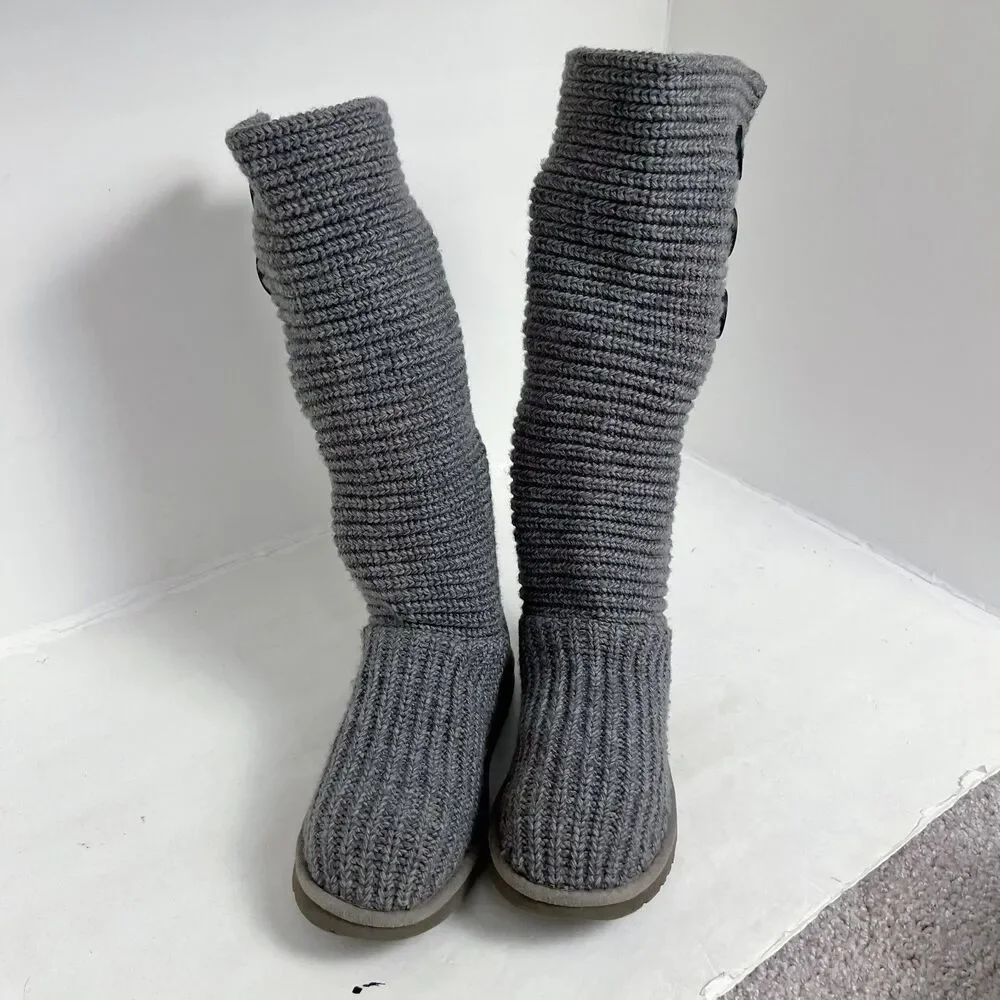 UGG Classic Cardy Knit Boot Grey Convertible Boot Women's Size 7